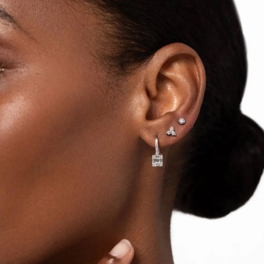 Ring Concierge Diamond Trio Studs 14k White Gold / Pair
